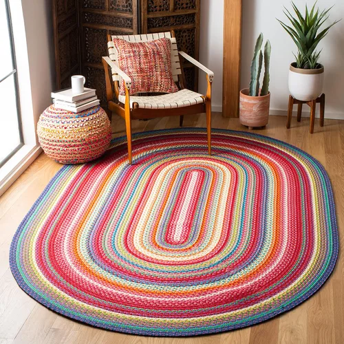 Vista 10 de SAFAVIEH Alfombra lavable para exteriores, colección trenzada de 2.3 x 8 pies, multicolor, hecha a mano y reversible, no desprende pelusa y fácil