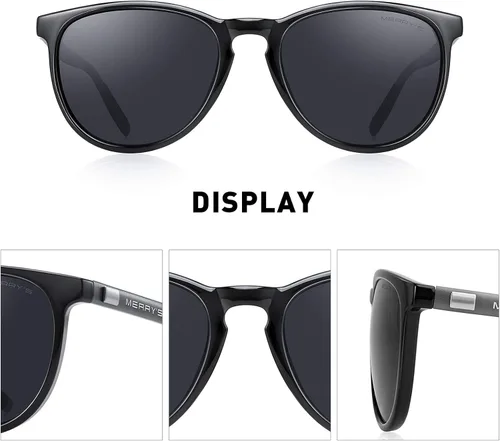 Vista 3 de MERRY'S Polarized Sunglasses for Women Men Vintage Retro Classic Round Frame Aluminum Legs S8288