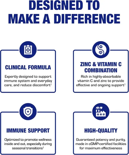 Vista 7 de Pastillas de zinc con vitamina C para apoyo inmunológico, pastillas de vitamina C y zinc de alta absorción para adultos, bienestar diario