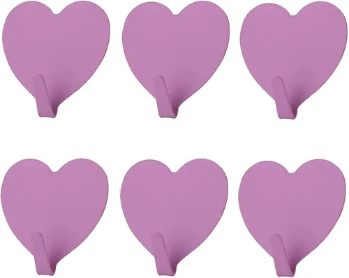 Vista 8 de JtmyAota Paquete de 6 ganchos decorativos de pared en forma de corazón, gancho de pared adhesivo fuerte de acero inoxidable para el hogar, cocina
