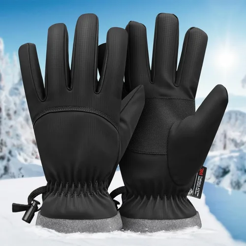 Vista 2 de Guantes de esquí impermeables de invierno para niños, hombres y mujeres, guantes perfectos para clima frío para ciclismo, conducción, correr
