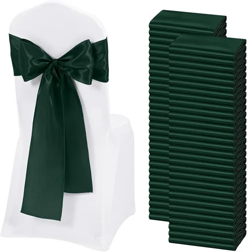 Vista 9 de 60 bandas de satén color burdeos para silla, diseño de lazos, para decoración de sillas de Acción de Gracias, boda, Navidad, banquetes, fiestas
