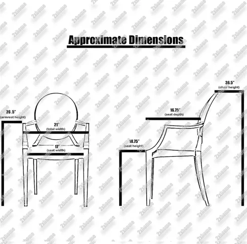 Vista 2 de 2xhome - Juego de 4 sillones Louis Ghost de diseño moderno con sillas de comedor de plástico transparente de policarbonato