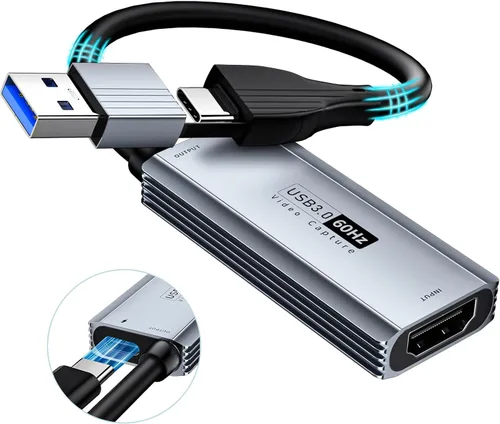 Vista 9 de XIIXMASK Tarjeta de captura HDMI USB 3.0, captura 4K60FPS con paso a través Gris