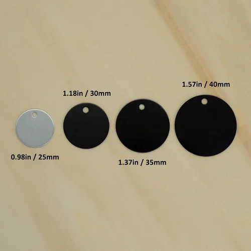 Vista 6 de Etiquetas redondas de aluminio en blanco para estampar espacios en blanco para grabar, paquete de 25 (plata)