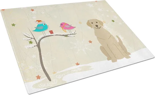 Vista 18 de Caroline's Treasures BB2513LCB - Tabla de cortar de vidrio con texto en inglés "Christmas Presents between Friends" Airedale Terrier - Tabla