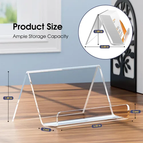 Vista 6 de MaxGear Tarjetero acrílico para escritorio, múltiples tarjetas de visita premium para espacio de trabajo, soporte de plástico transparente