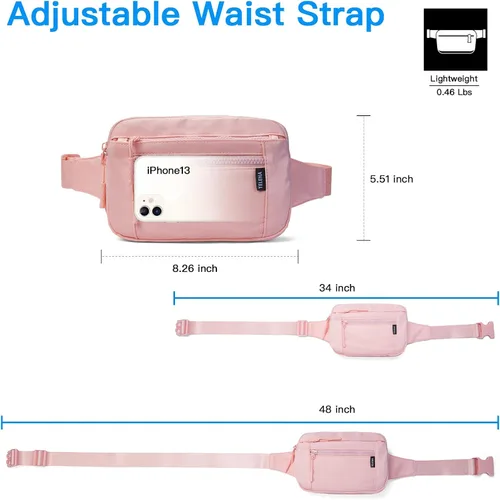 Vista 5 de Telena Riñoneras para mujeres y hombres, a la moda, con correas ajustables, 201-Rosa