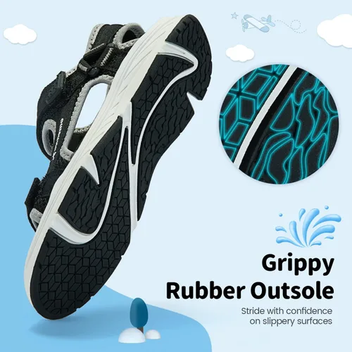 Vista 4 de Sandalias deportivas de verano para niños y niñas, unisex, con puntera abierta, para playa, senderismo, al aire libre (niños pequeñosniños grandes)
