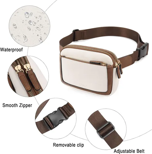 Vista 4 de CLUCI Riñonera para mujer, mini bolsa cruzada en todas partes, correa ajustable, piel vegana para mujer