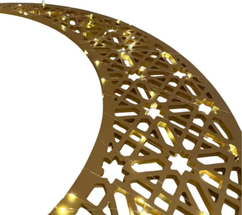 Vista 6 de Soporte de luz de estrella de luna de ramadán, luces nocturnas de bienvenida de Ramadán, decoración de árbol de media luna, decoración de mesa 2 pzas
