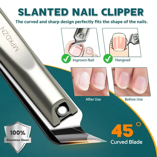 Vista 5 de Juego de cortaúñas para hombres y mujeres – Juego de manicura de acero inoxidable 5 en 1 y kit de cuidado de uñas con cortaúñas de manos y pies