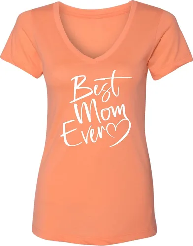 Vista 9 de Go All Out Script Best Mom Ever Heart Idea - Camiseta con cuello en V para mujer