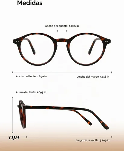 Vista 6 de TIJN Blue Light Blocking Glasses Men Women,Vintage Round Frame Eyeglasses
