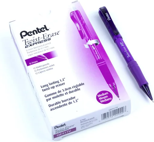 Vista 8 de Pentel® Twist-Erase® Express - Portaminas (0.028 in, barril negro, 12 unidades)