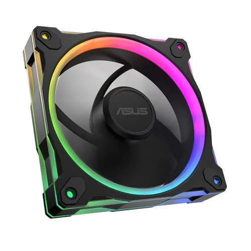 Vista 25 de ASUS Prime MR120 ARGB Fan Negro Paquete Triple, Marco Extra Grueso de 28mm, Silencioso, Enfriamiento de Alto Rendimiento con Control PWM, 20 LEDs