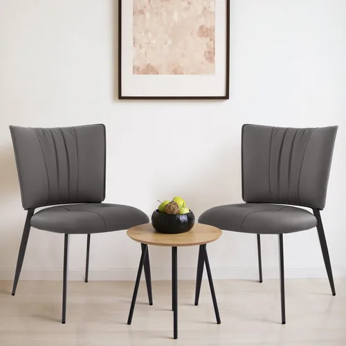 Vista 14 de Homcosan Juego de 2 sillas de comedor, modernas sillas de cocina con asiento acolchado tapizado y patas de metal, fácil montaje, sillas de comedor