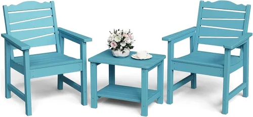 Vista 13 de Silla de patio resistente a la intemperie, sillas de patio al aire libre de madera de polietileno con asiento curvado ergonómico, sillas de comedor