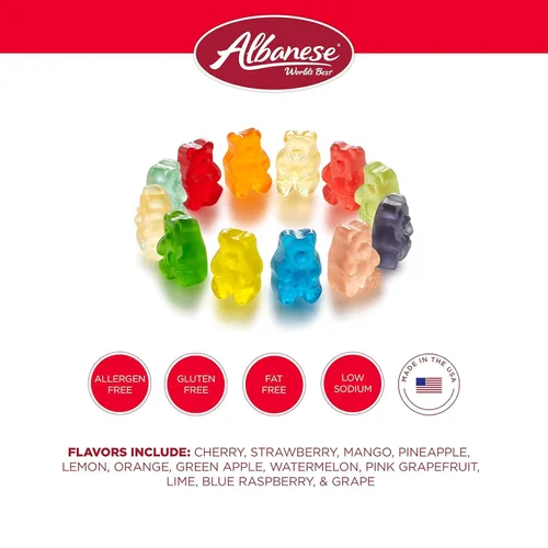 Vista 5 de Albanese World's Best - Ositos de goma de 12 sabores, bajos en sodio, sin grasa, sin gluten, bolsa de 1 onza de caramelo (paquete de 200)