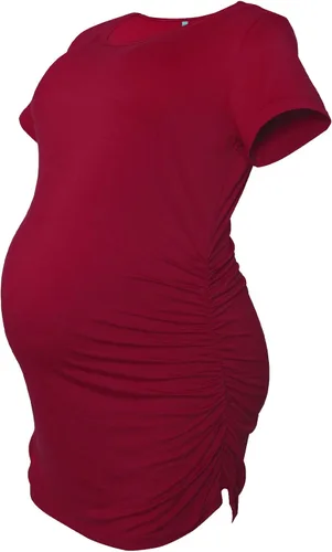 Vista 6 de Smallshow - Blusa de maternidad con fruncido lateral, ropa para embarazo, 3