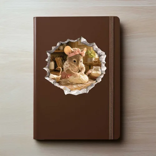 Vista 5 de Home Baker Mouse - Calcomanía de pared con agujero de pared, extraíble con efecto 3D