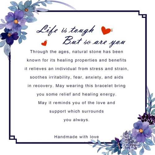 Vista 2 de Get Well Soon Regalos para mujeres, Life is Tough but So Are You Inspirador Pulsera de piedra natural para hombres, adolescentes y niñas