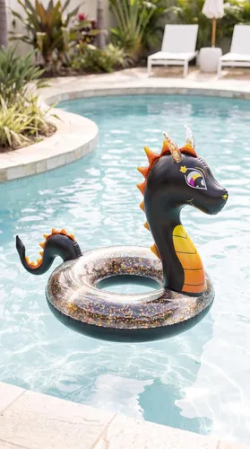 Vista 6 de PoolCandy Inflatable 42" inch Animal Pool Tubes and Swim Rings Tubo inflable para piscina de animales de 42 pulgadas con purpurina de dragón negro
