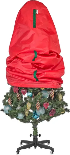 Vista 11 de Bolsa de almacenamiento vertical para árbol de Navidad - Se adapta a árboles artificiales de 7 pies y árboles topiarios de Navidad, cubierta Verde