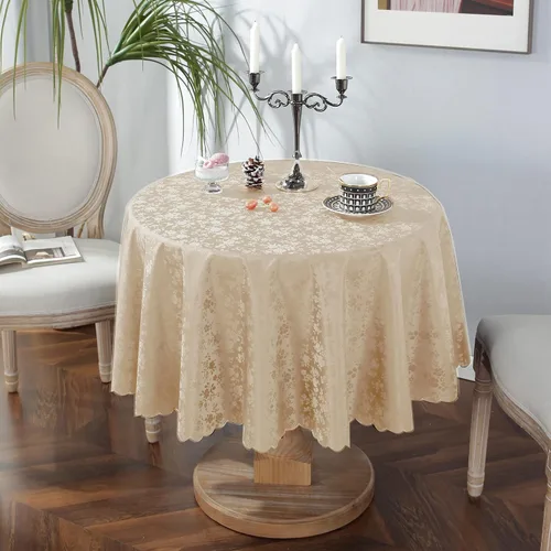 Vista 3 de Jeloris Mantel de Vinilo Impermeable, Mantel Redondo de Plástico Resistente, Cubierta de Mesa de Vinilo Limpiable a Prueba de Derrames y Aceite