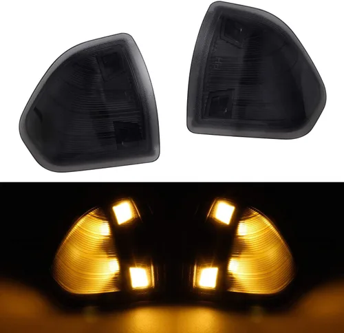 Vista 8 de HERCOO Luz LED para señal de giro del espejo lateral, lámparas izquierda y derecha con lente de cubierta transparente para 68302828AA 68302829AA
