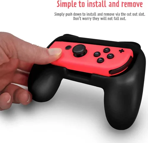 Vista 3 de HLRAO Accesorios de mango de agarre compatibles con Nintendo Switch Joy-Con Controller, kit de mango de repuesto para Nintendo Switch Joy Cons con 8