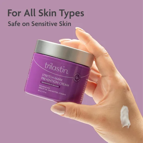 Vista 7 de Crema para estrías de TriLASTIN para el embarazo - Prevención de estrías del embarazo y crema para la barriga de embarazadas y aceite