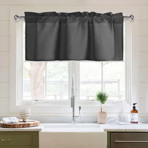Vista 24 de XWZO Cortinas de cenefas de cocina para ventanas, sala de estar, dormitorio, baño, cubiertas superiores, estilo granja rústico, comedor, aislamiento