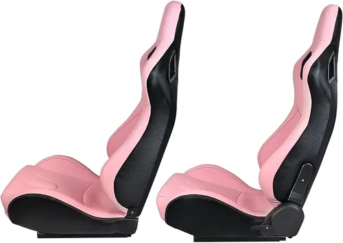 Vista 3 de FREEMOTOR802 Par de asientos reclinables universales para carreras, PU Rosa