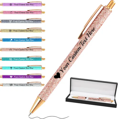 Vista 49 de Bolígrafos personalizados con purpurina con nombre a granel, 10 unidades, bolígrafos personalizados con punta de lápiz digital para mujeres y niñas