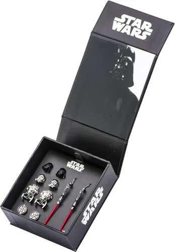 Vista 2 de Star Wars Jewelry - Juego de aretes colgantes de acero inoxidable unisex para adultos, plata, talla única (SALES1SWMD), Talla única, Acero inoxidable
