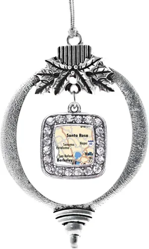 Vista 119 de Inspired Silver - Nana púrpura - Adorno de Navidad plateado - Adorno cuadrado para árbol de Navidad con circonita cúbica - Decoración colgante