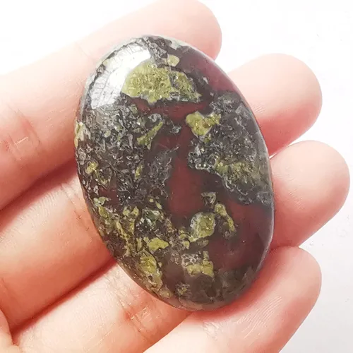 Vista 5 de Piedra de sangre africana, mini bolsillo ovalado de palma curativa, cristal curativo, spa, piedra energética, cristales y piedras curativas