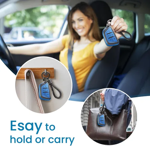 Vista 4 de para llavero de Cadillac con funda de TPU con superficie granulada y cuerda trenzada metálica, funda de llavero mejorada para 2020 en adelante CT4