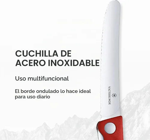 Vista 3 de Victorinox Swiss Classic - Cuchillo de pelar plegable, borde ondulado, color rojo, 4.3 pulgadas