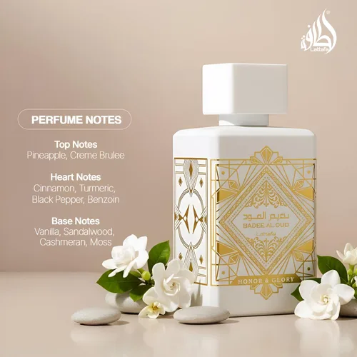 Vista 10 de Lattafa Bade'e Al Oud Honor & Glory - Fragancia duradera de Eau de Parfum con notas frutales, vainilla, picante suave y madera para unisex, 3.40
