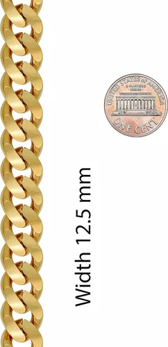 Vista 5 de LIFETIME JEWELRY Pulsera de cadena de eslabones cubanos Miami Curb de 0.472in para hombre, chapado en oro de 24 quilates, Metal, No aplicable