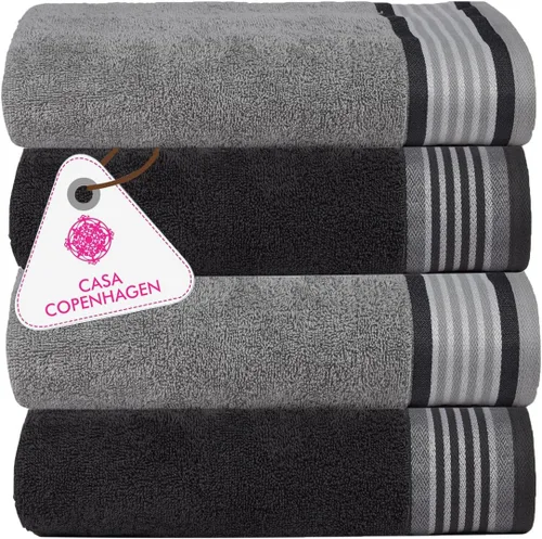 Vista 24 de CASA COPENHAGEN Bella - Juego de toallas de 6 piezas, color gris a rayas, 21.16 oz/m², 2 toallas de baño, 2 toallas de mano y 2 toallas pequeñas