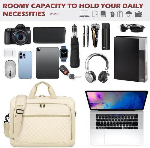 Vista 7 de NEWHEY Bolsa para laptop de 17.3 pulgadas, maletín para computadora portátil para mujeres y hombres, bolsa de hombro impermeable, bolsa de mensajero