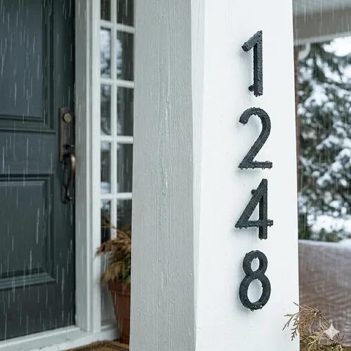 Vista 9 de NACH Números de casa flotantes, números de casa negros de aluminio de 4 pulgadas para exteriores - Número 0, números de puerta con accesorios