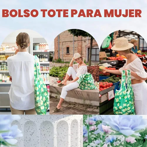 Vista 7 de Paquete de 12 bolsas de comestibles reutilizables, bolsa de compras plegable, bolsa de regalo de gran capacidad, bolsa de almacenamiento