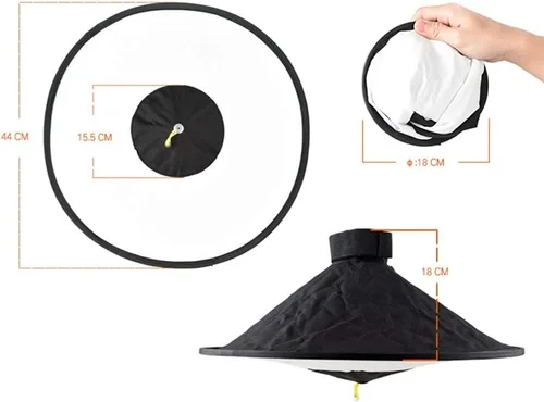 Vista 3 de Godox Cámara Flash Bounce Difusor Luz Softbox para todos Speedlight Fotografía Conical Softbox RS18 17"x 7