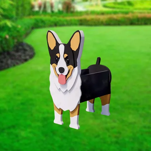 Vista 19 de XOOFMASS Lindas macetas de perro para plantas al aire libre, macetas de madera para perros, macetas en forma de perro, macetas para suculentas