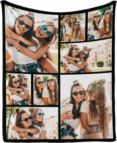 Vista 20 de Manta personalizada con tus fotos favoritas, manta personalizada con mis propias imágenes para familia, mamá, papá, hija, hijo, perro, hermanas