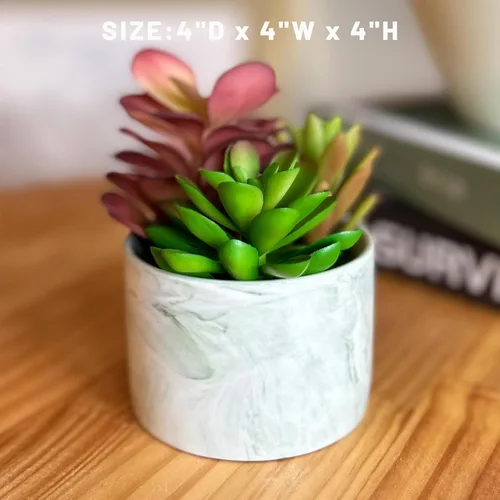 Vista 6 de Plantas artificiales, bonitas suculentas coloridas en maceta de cerámica, plantas falsas, flores en maceta para el hogar, sala de estar, oficina